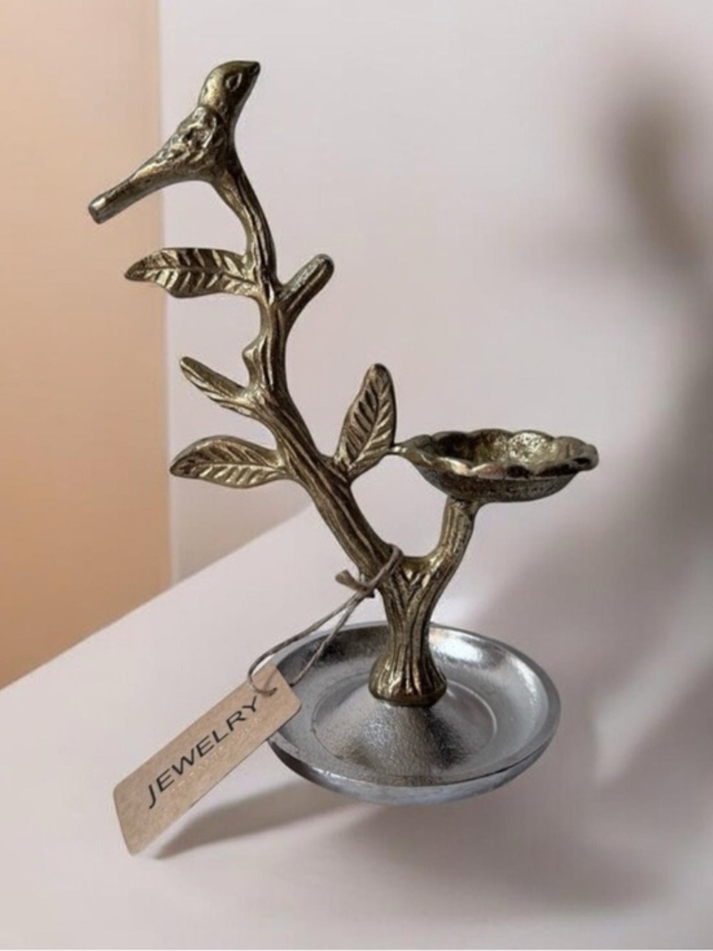 Gold and Silver Jewelry tree with bird Holder,organizer